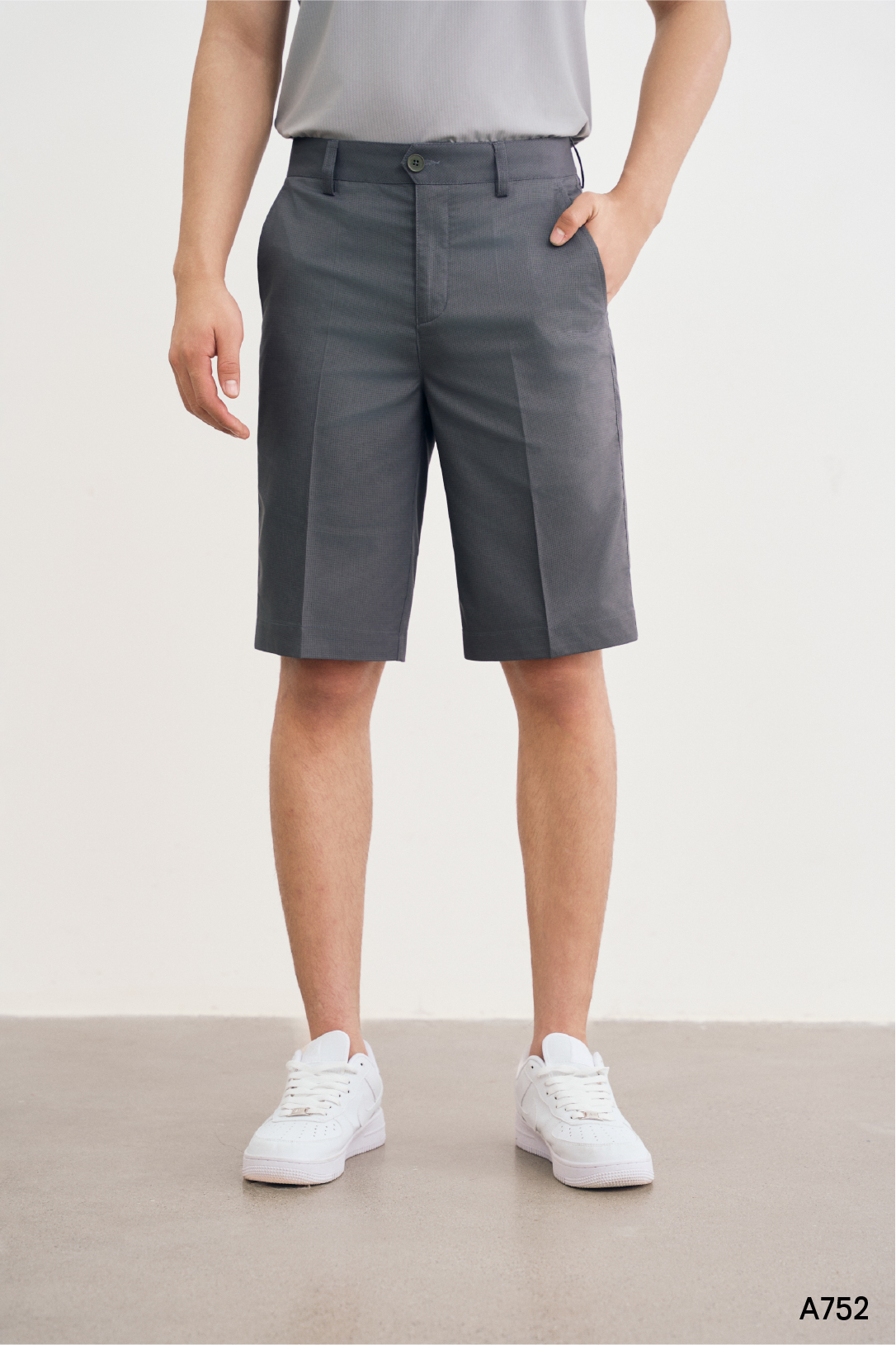 Quần short kaki regular nam cao cấp Santino màu chì | A752